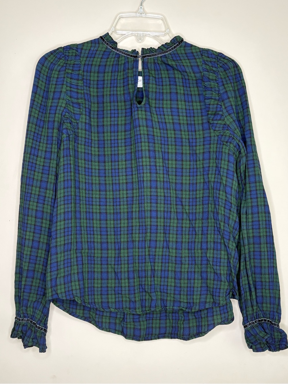 LOFT Green & Blue Plaid Long-Sleeve Top